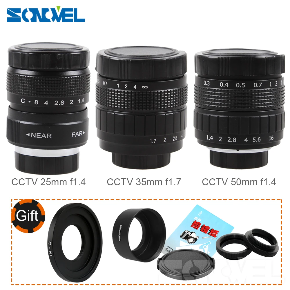 Телеобъектив FUJIAN 35 мм F1.7 CC + телеобъектив 25 f1.4 50 для камер Nikon 1 AW1 S1 S2 J5 J4 J3 J2 J1 V3 V2 V1|tv