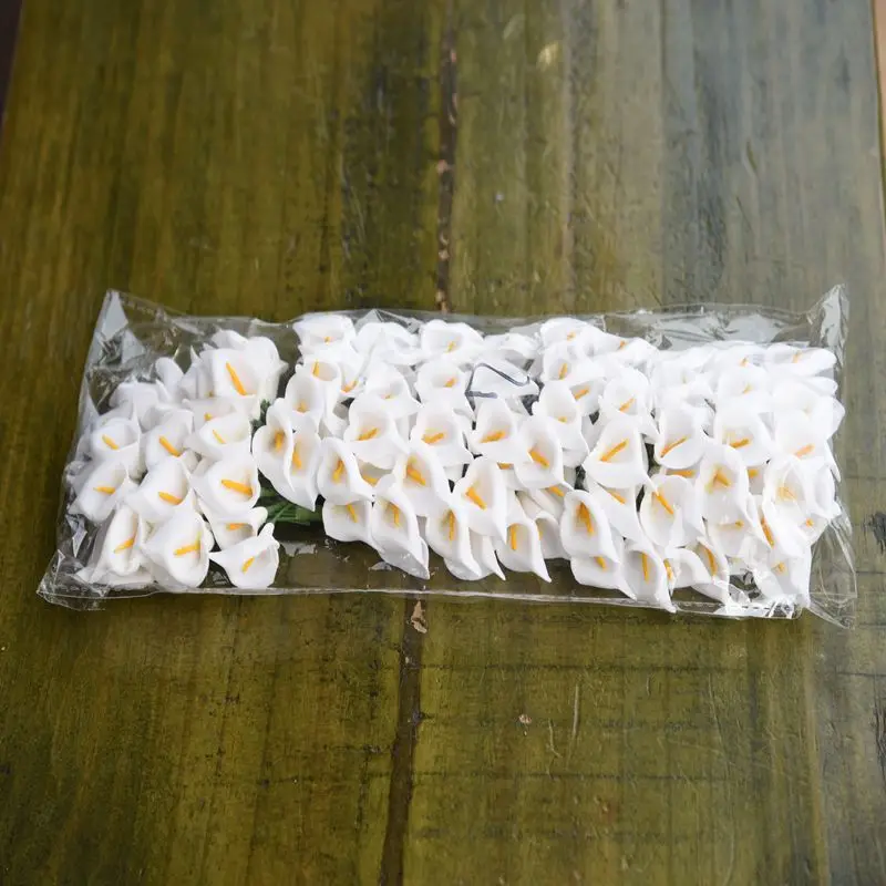 12 шт./партия, мини PE Calla Lily, искусственные цветы, букет, многоцветный цветок для скрапбукинга тычинки и листья, свадебные украшения