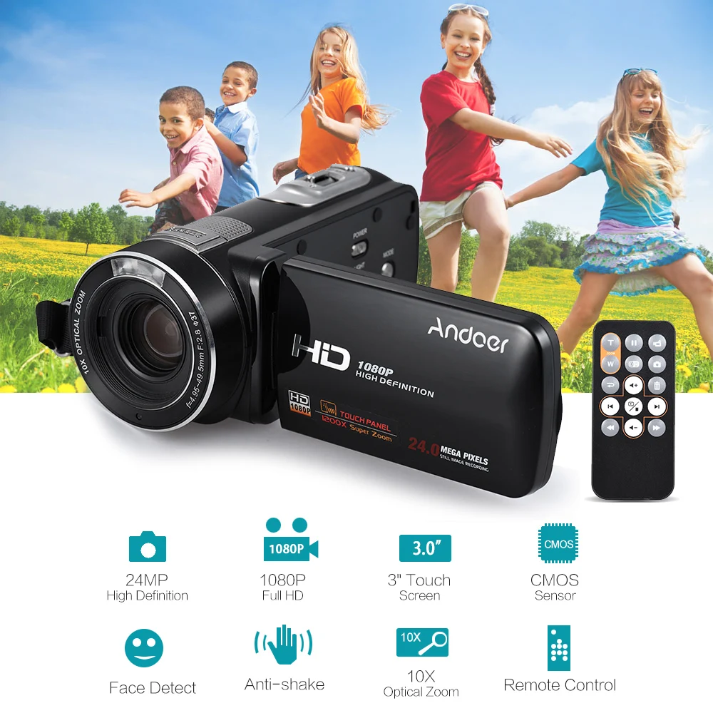 Andoer HDV Z80 3 &quotсенсорный экран цифровая видеокамера 1080 24MP с широкоугольным
