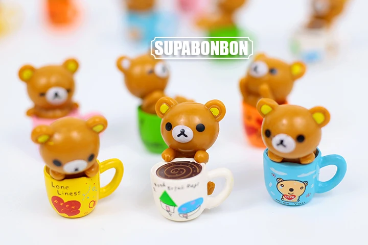 2 5 см 6 шт./лот кавайная Милая японская аниме фигурка Rilakkuma с чашкой набор экшн