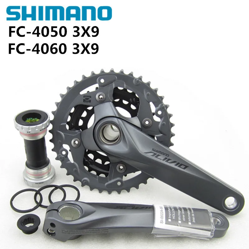 shimano FC M4050 T4060 Alivio 3x9S Speed MTB Bicycle Crankset 170mm include BB52 | Спорт и развлечения