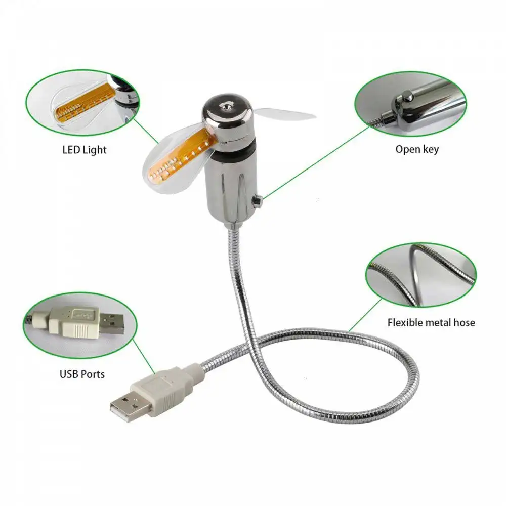 Светодиодный usb Часы Вентилятор красочный дисплей вентилятор Регулируемый USB