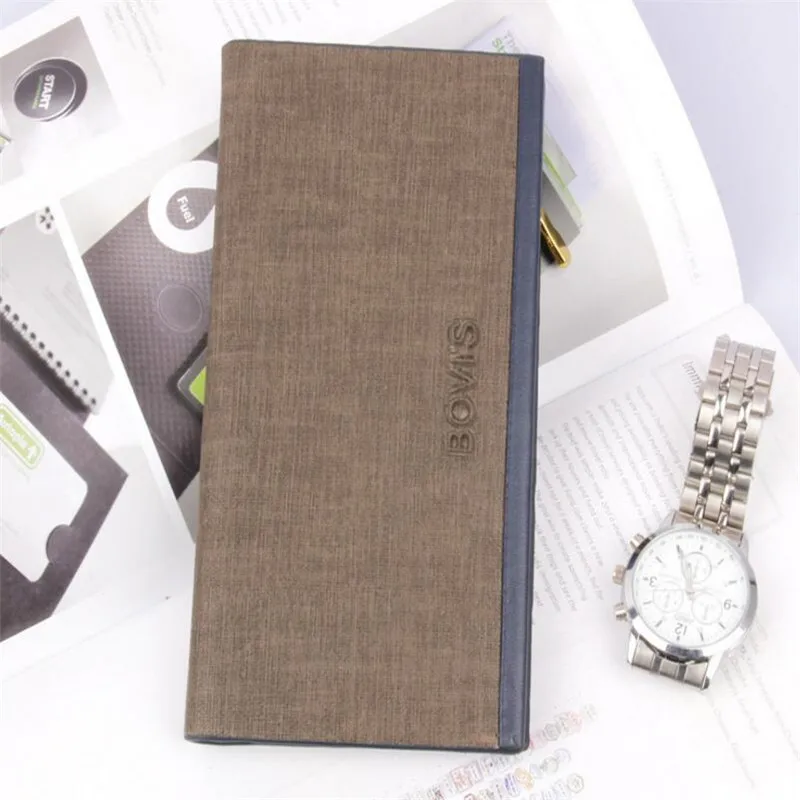 Мужской Длинный кошелек из искусственной кожи вместительный дорожный на молнии 5