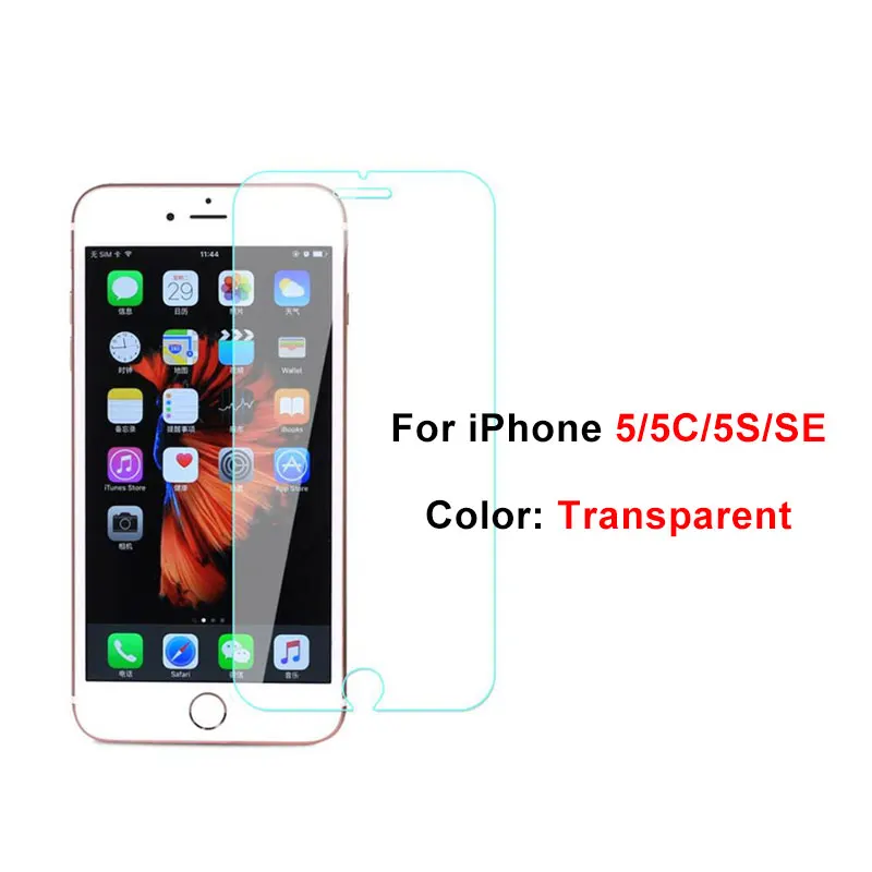 Защитное закаленное стекло 9H для iPhone 6, 7, 8, 6S Plus, 5, 5S, SE, 5C, X, XR, XS MAX, защитное стекло, пленка, анти-синий, фиолетовый, светильник - Цвет: Transparent 5 5S 5C