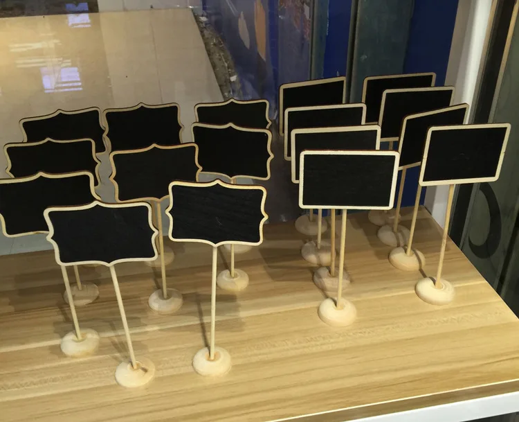 

500pcs/lot Mini Wood Blackboard Chalkboard Stand Wedding Decoration Table Number Place Holder Food Labels
