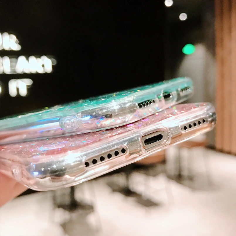 Роскошные Стразы с блестками чехол для iPhone 6 6S 8 7 Plus Звезда прозрачная задняя