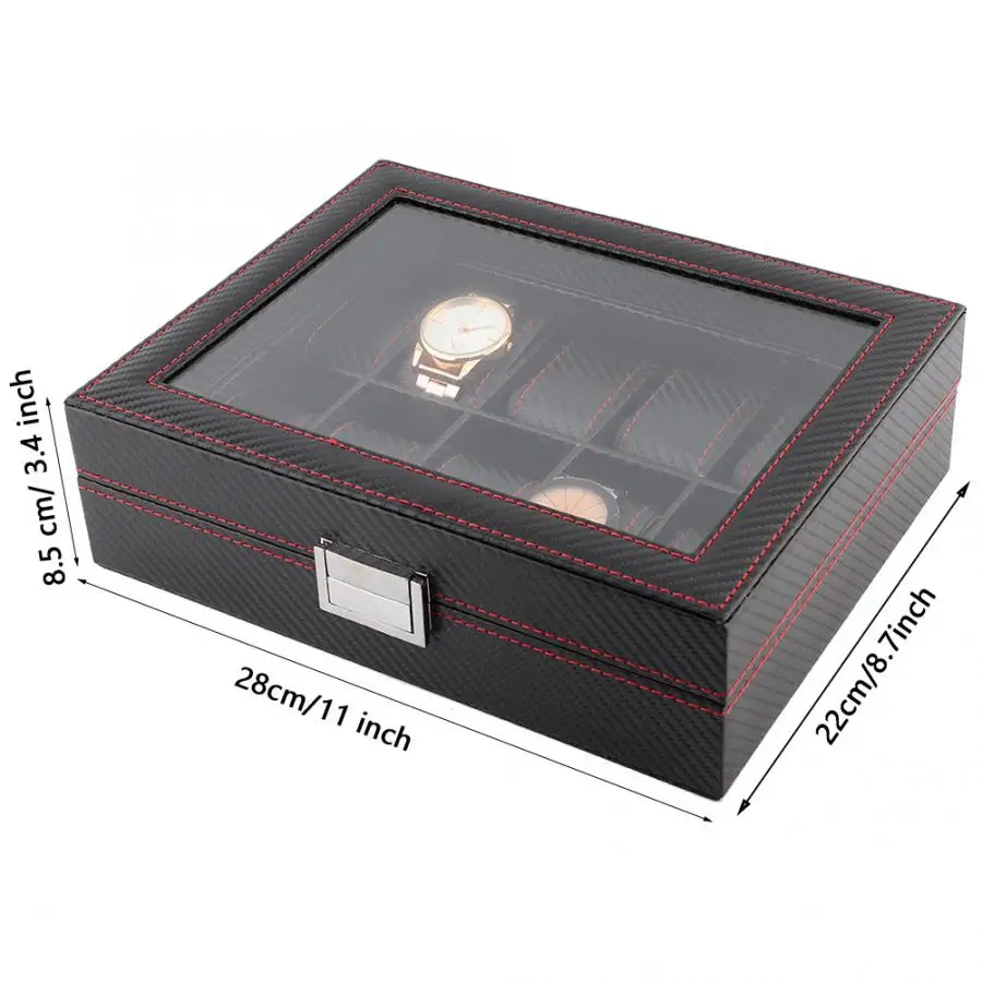 10 ячеек коробка из углеродного волокна для демонстрации часов
