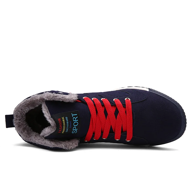 New Cotton Shoes Men Fleeces Snow Boots with Fur Large size Fashion High-top Lace-up Casual Winter Warm Outdoor Sneakers |