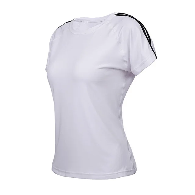 t shirt white Женский комплект для йоги, гимнастический комплект, женская спортивная одежда, быстросохнущая одежда для фитнеса для женщин, рубашка+ брюки для бега, для тренировок, спортивный костюм размера плюс - Цвет: t shirt white