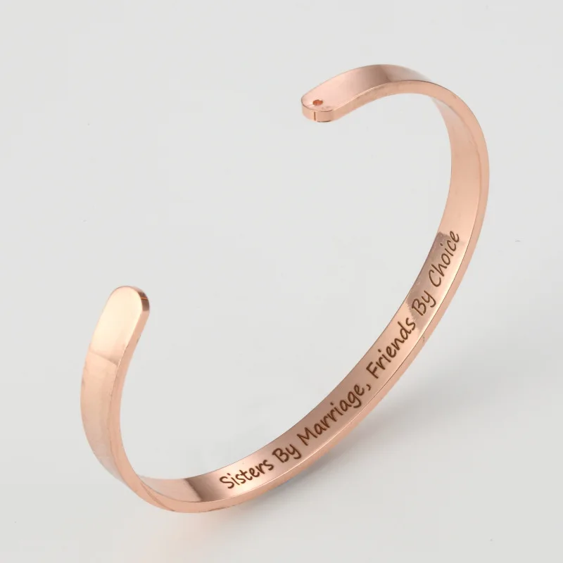 

Engraved Inside Sisters By Marriage, Friends By Choice Bangle Stainless Steel Women 6mm Open Bracelets Jewelry 2019 Wholesale