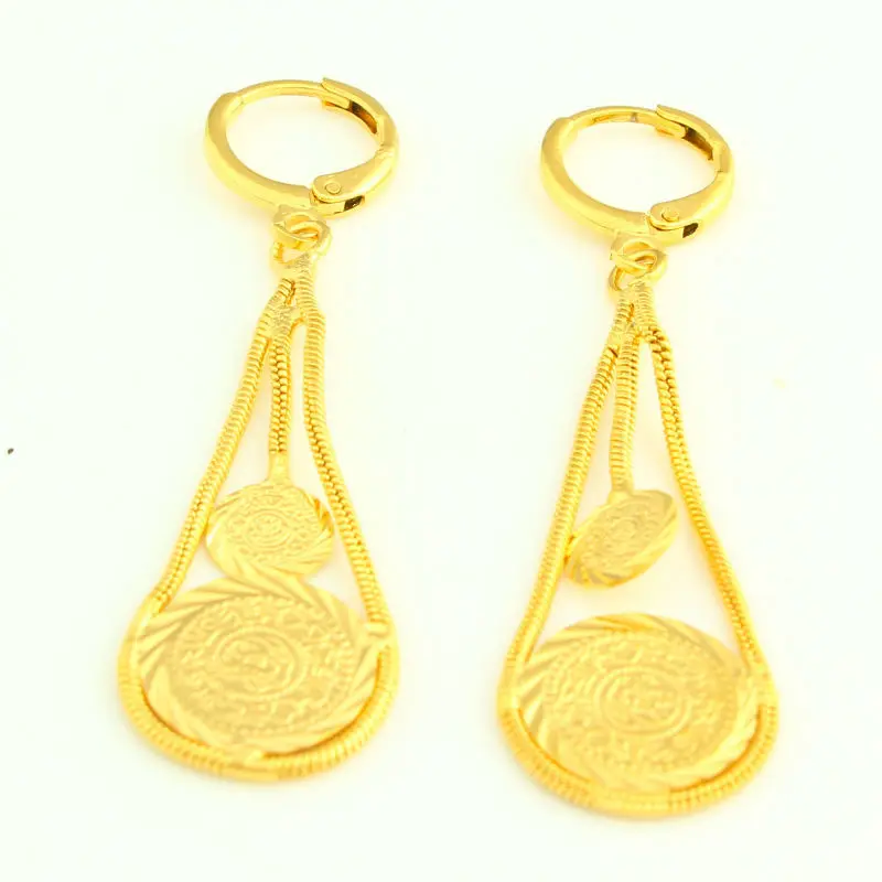 Adixyn новые серьги с монетами золотого цвета капли мусульманские исламские