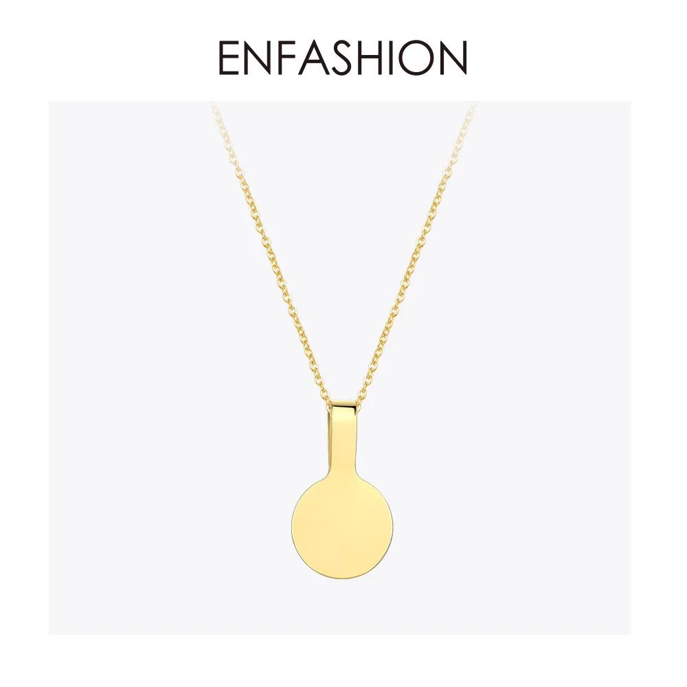 Circle Gold color ENFASHION персонализированное выгравированное название ожерелье из нержавеющей стали круглое ожерелье с квадратной подвеской для пар ювелирные изделия на заказ PB3010 - Окраска металла: Circle Gold color