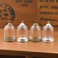 5set 2518mm hollow tube glass jar with setting base beads cap set glass vials pendant glass bottle jewelry findings diy
