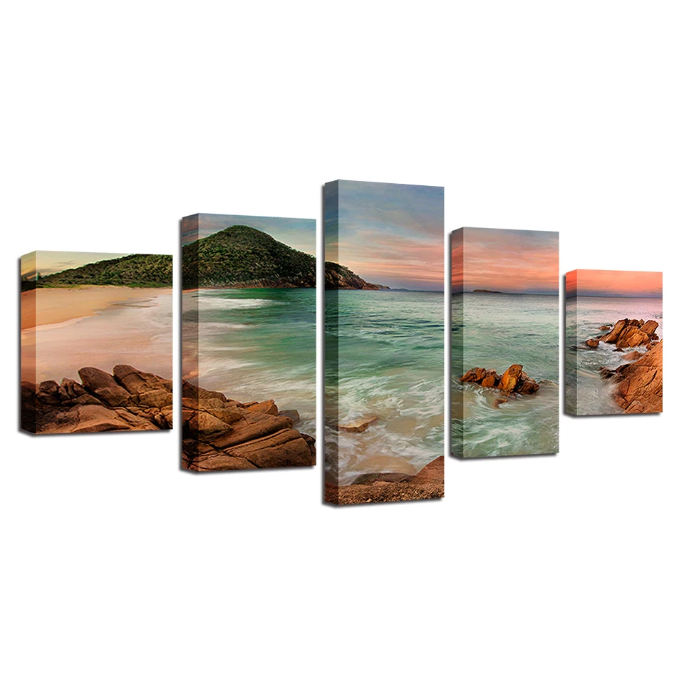Холст Картины Wall Art домашний декор HD печатает 5 шт. море пляж фотографии волн
