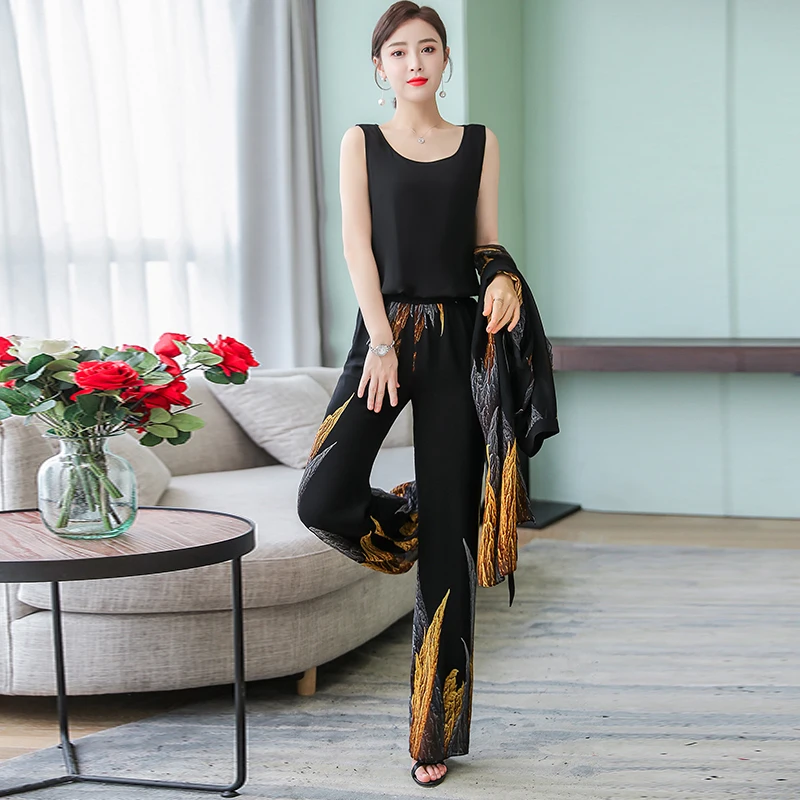 Большой размер цветочный принт комплект из 3 предметов женская мода Conjunto Feminino