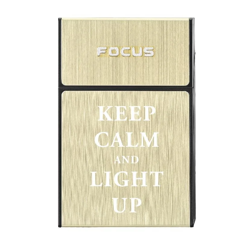 Keep Calm Gold Чехол для прикуривателя FOCUS с Беспламенной съемной электронной зажигалкой ветрозащитный фонарь Зажигалка 20 шт. чехол для прикуривателя - Цвет: Keep Calm Gold