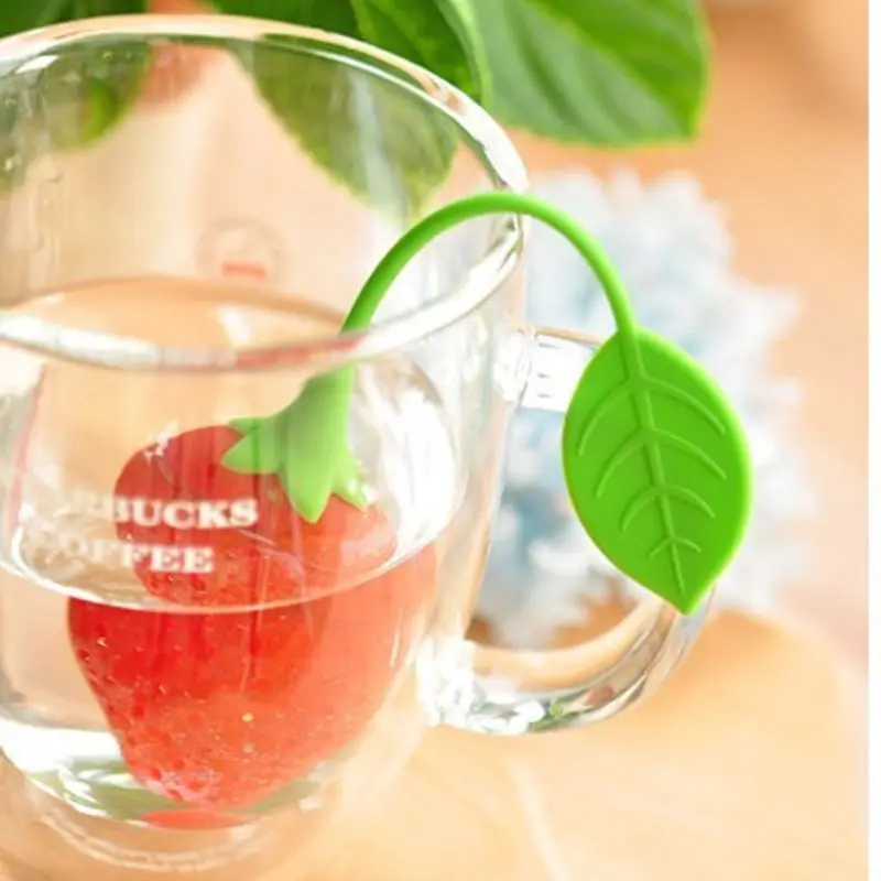 Силиконовая Клубника Дизайн Свободный чай лист ситечко ПЕРФОРИРОВАННОЕ для трав