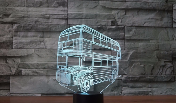 [Seven Neon] Бесплатная доставка в форме автобуса акрил 7 цветов Настольная лампа 3D