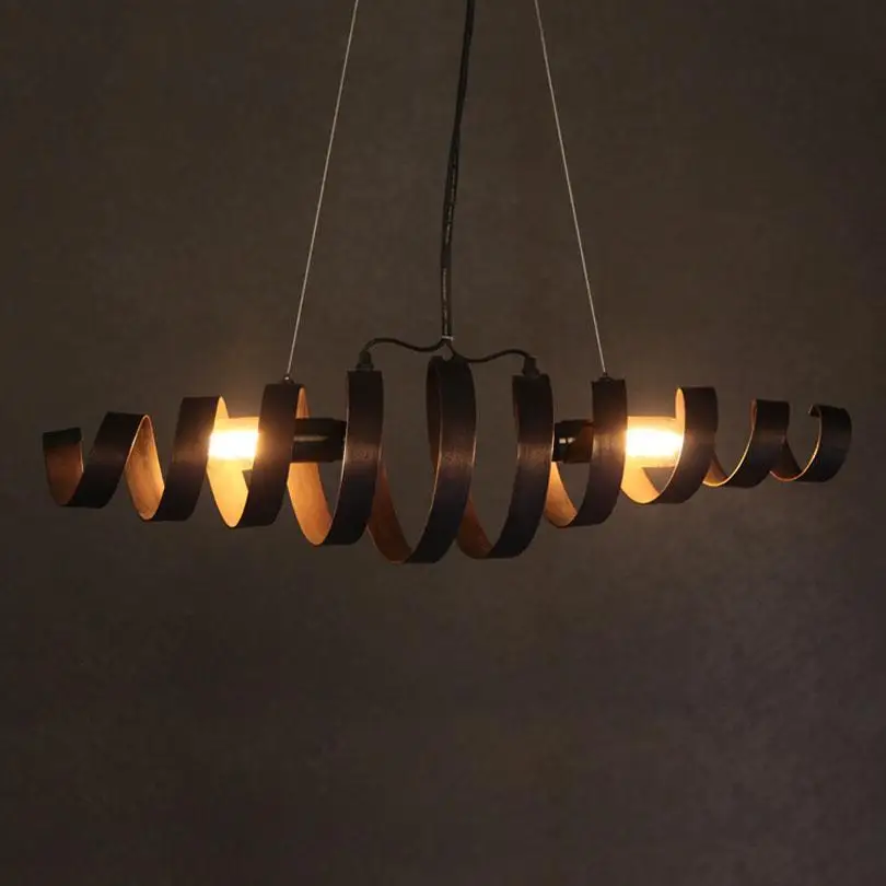

european style Creative Simple Loft Industrial wind WROUGHT IRON Chandelier Exhibition hall cafe Bar spiral stairs Led Chandelie