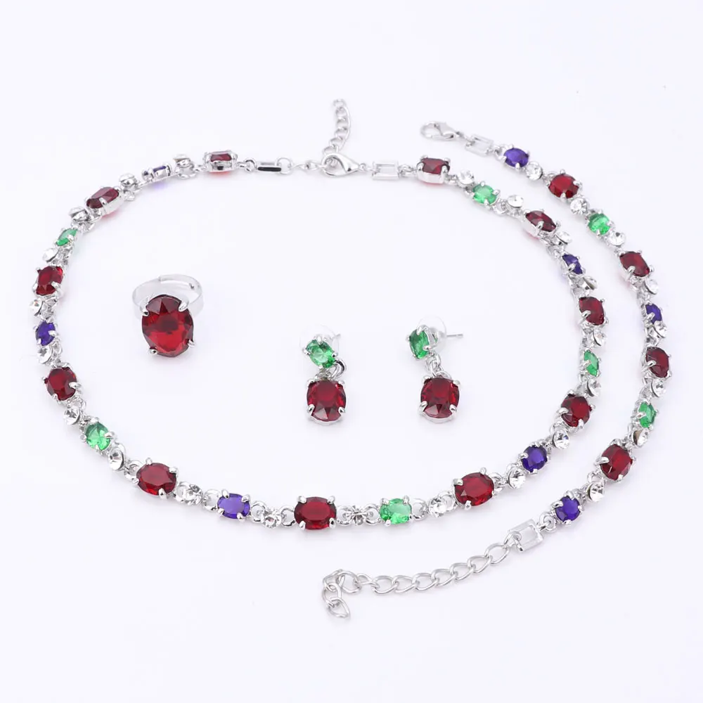 Горячая продажа Дубай красочные хрустальные стразы ожерелье серьги Наборы Мода