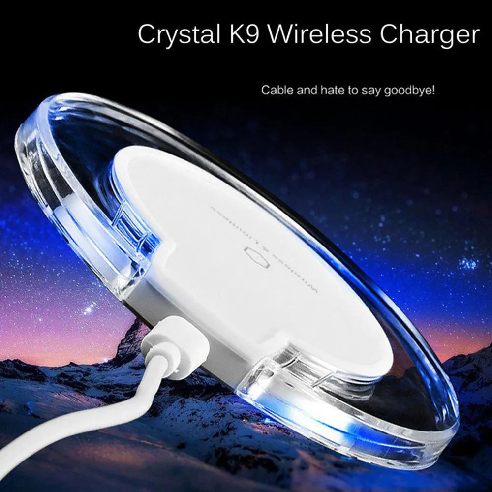 KISSCASE QI Беспроводное зарядное устройство для iPhone 7 8 Plus X XS XR Кристалл Круглый