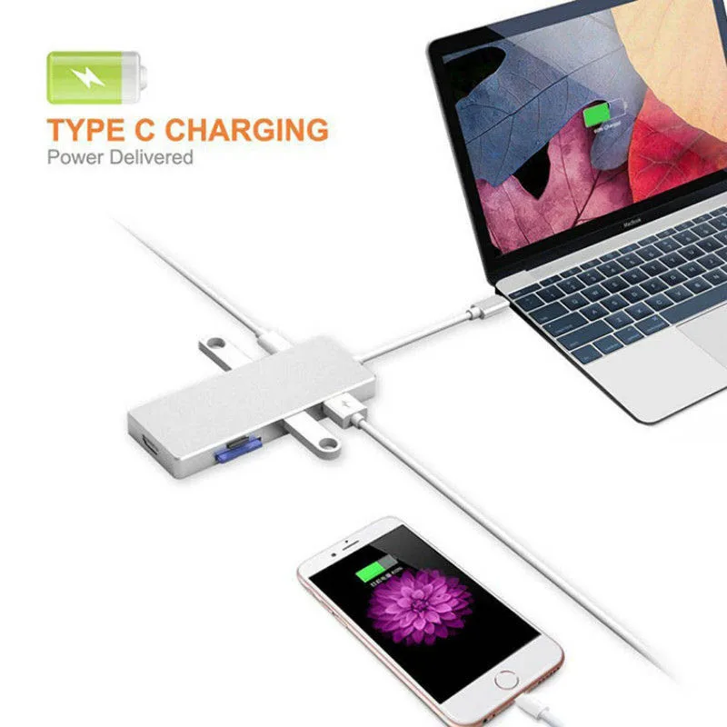 2019 горячее многофункциональное 4K Ultra HD видео выход 3 порта USB 0 концентратор Type C к