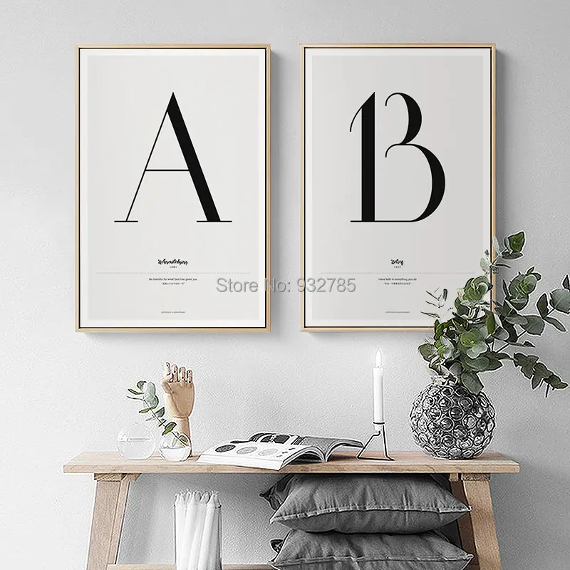 26 Английских Букв Картина на холсте настенная живопись принт постер настенное