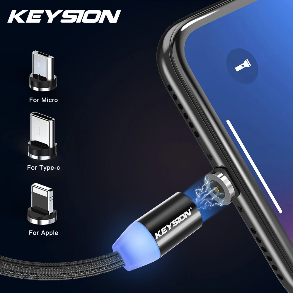 Магнитный зарядный кабель KEYSION Micro USB 1 м 2 для Samsung Galaxy M30 M20 M10 со светодиодной