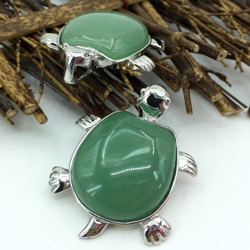 Горячие зеленый камень нефриты формы черепаха кулон дизайн животных моды 31*43 мм