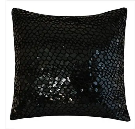 

Glued plush cushion cover pillowcase immitation snake skin pattern pillow cover black/ milk white