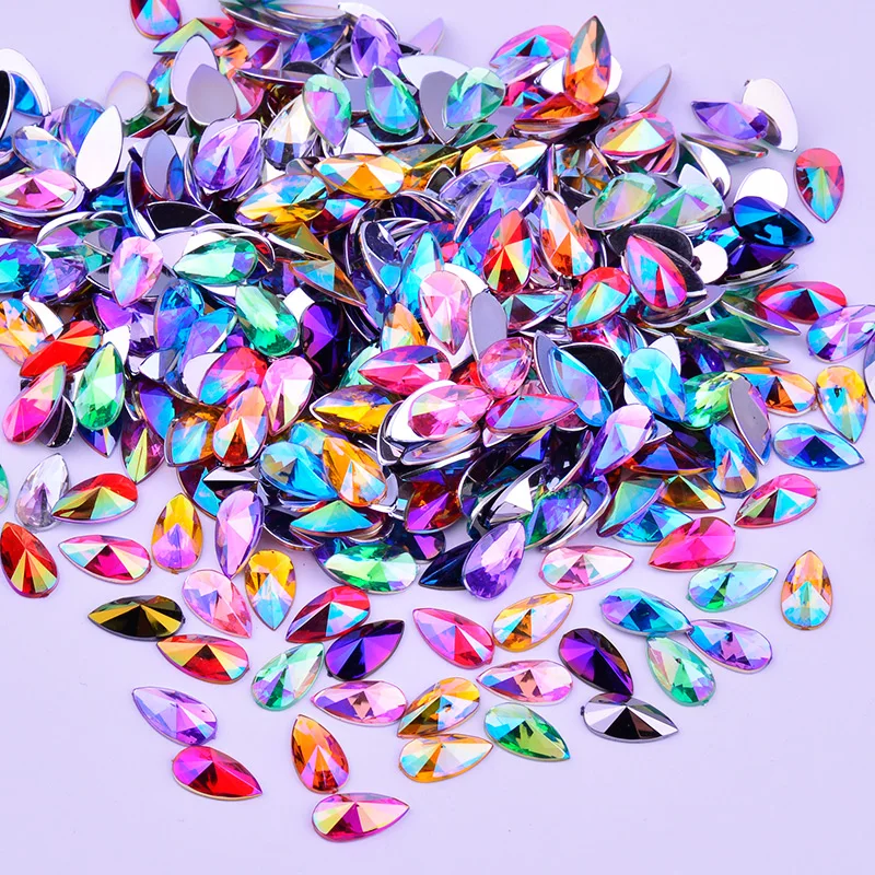 JUNAO красно оранжевые стразы с плоским основанием 8x13 мм|strass crystal|rhinestone acrylicacrylic gems |