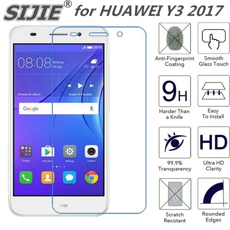 Закаленное стекло для Huawei Y3 2017 Y 3 защитный экран 5-дюймовый чехол смартфона