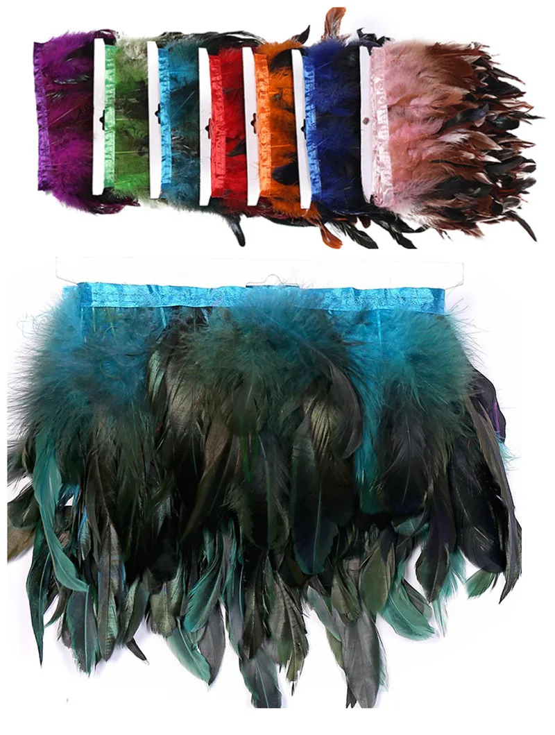 

10yards Dyed Rooster/hen/chicken 5" feather Fringe Craft Trim Ribbon 15-20cm
