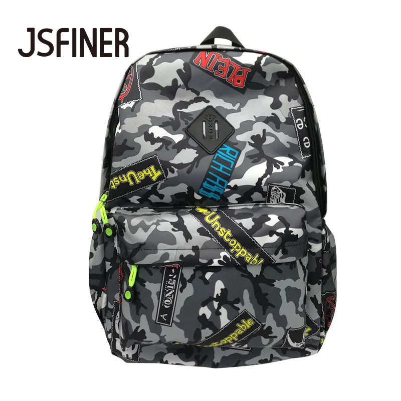 

JSFINER Camouflage Women Backpack Mochila Escolar Large Capacity School Bag for Teenagers Nylon Preppy Men Travel Bags