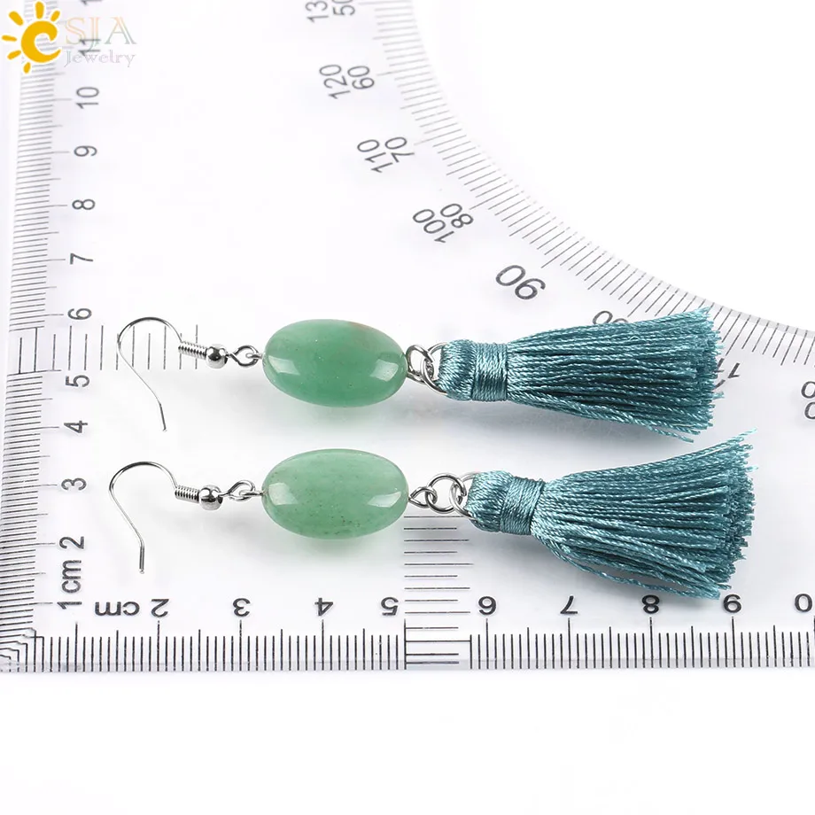 CSJA новые зеленые бахромы кисточки Китайские ветер этнические длинные серьги для