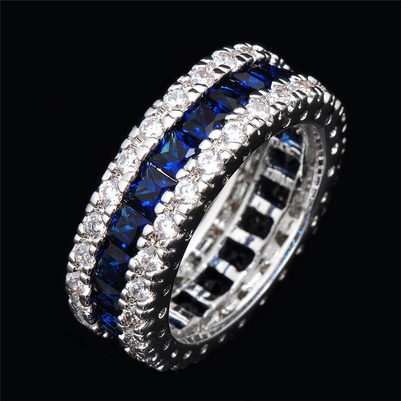 Женское Обручальное кольцо с голубым камнем 10 карат|ring band|ringband clip |