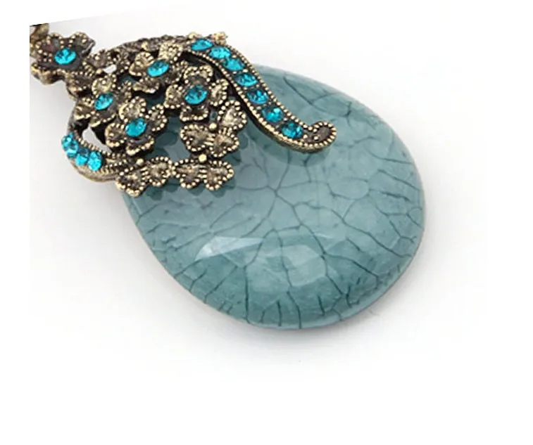 Модные богемные Ретро каменные капли воды полые цветочные чокер эффектные