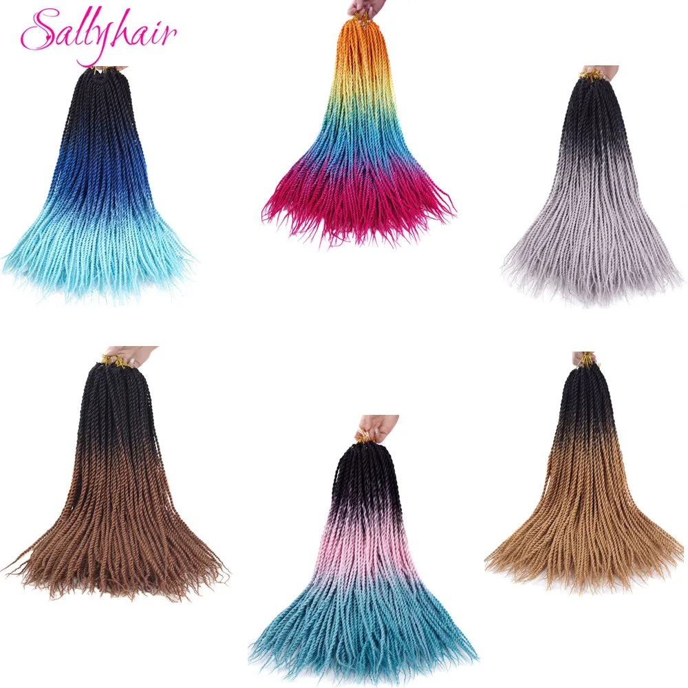 Sallyhair, 20 прядей, сенегалы, закрученные, вязанные, плетенные волосы для наращивания, высокая температура, синтетические, вязанные, Омбре, плетенные волосы