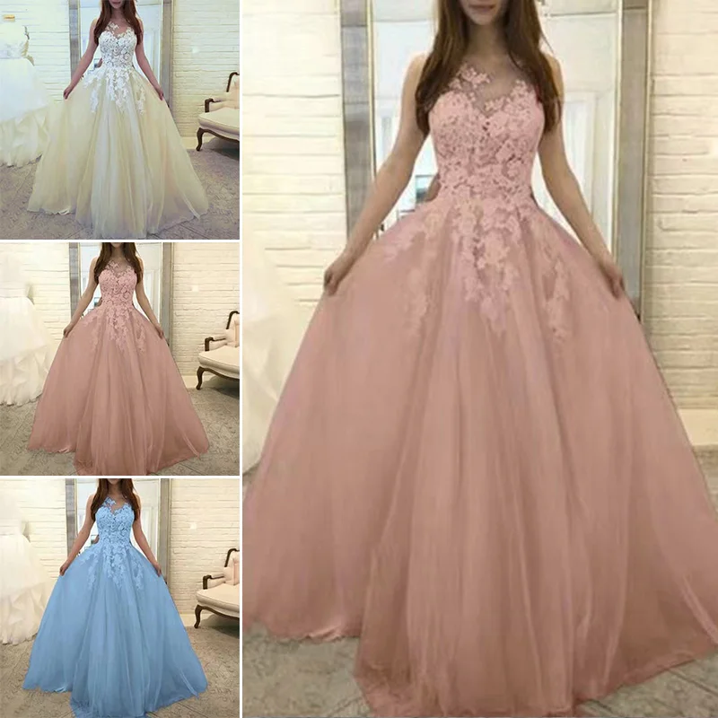 Женское платье без рукавов повседневное свадебное длинное кружевное + нейлон