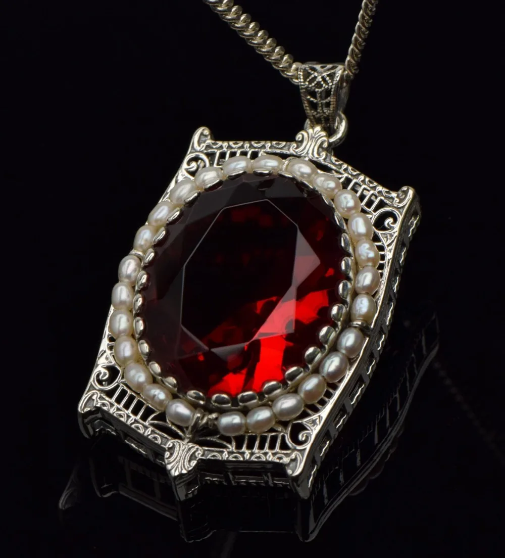 Free shipping to buy 2015 new product promotion classic antique ruby sterling silver jewelry natural pearl * women's pendant | Украшения