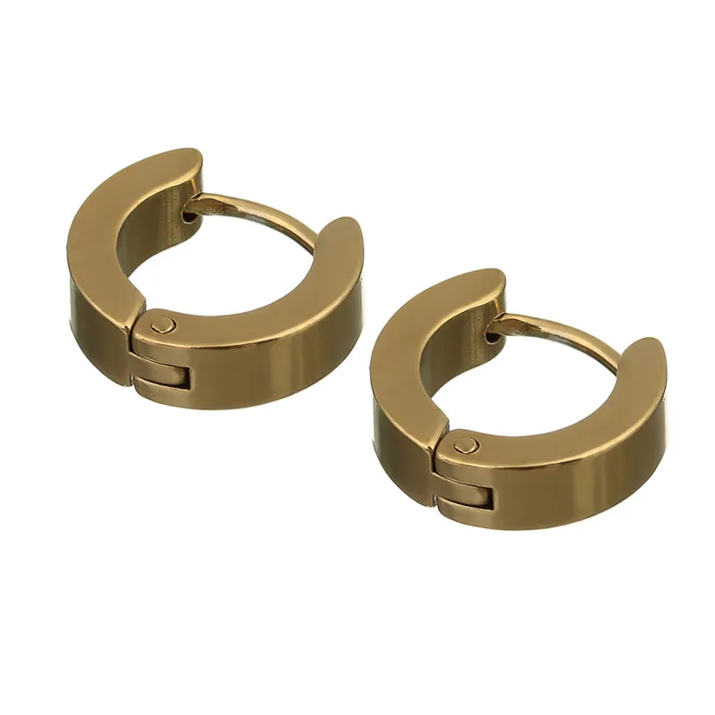 gold Sauvoo 1 пара панк Черное кольцо для пирсинга из нержавеющей стали круглая нейтральная Серьга для женщин мужчин модные ювелирные изделия Gouden Oorringen - Окраска металла: gold