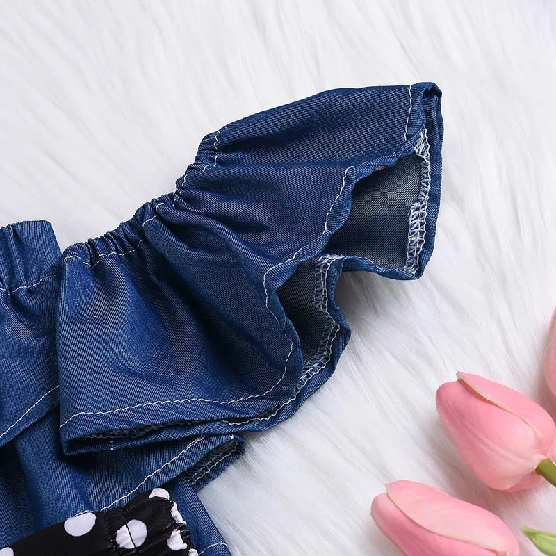 Детские комплекты одежды для девочек ковбойская Футболка с оборками и открытыми