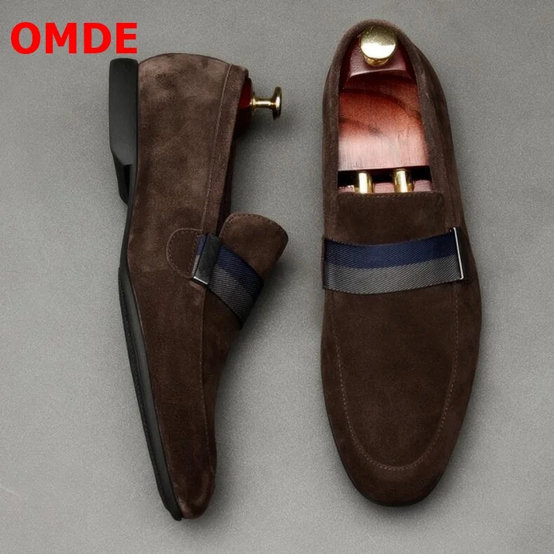 OMDE Новинка модная мужская обувь ручной работы без застежки кожаные дышащие
