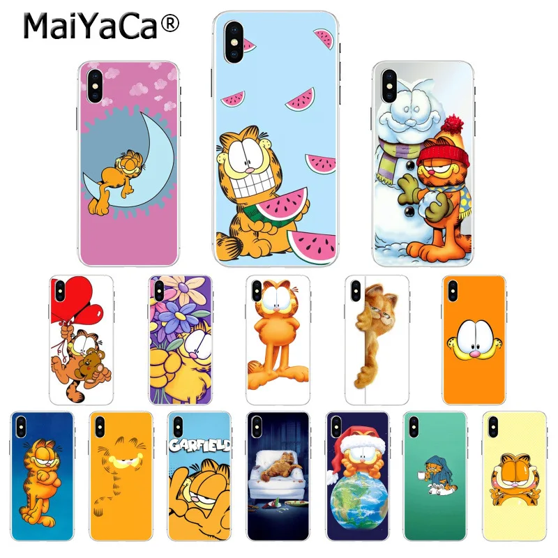 Мягкий силиконовый чехол для телефона из ТПУ MaiYaCa Garfield cat для Apple iPhone 8 7 6 6S Plus X XS MAX 5 5S SE XR