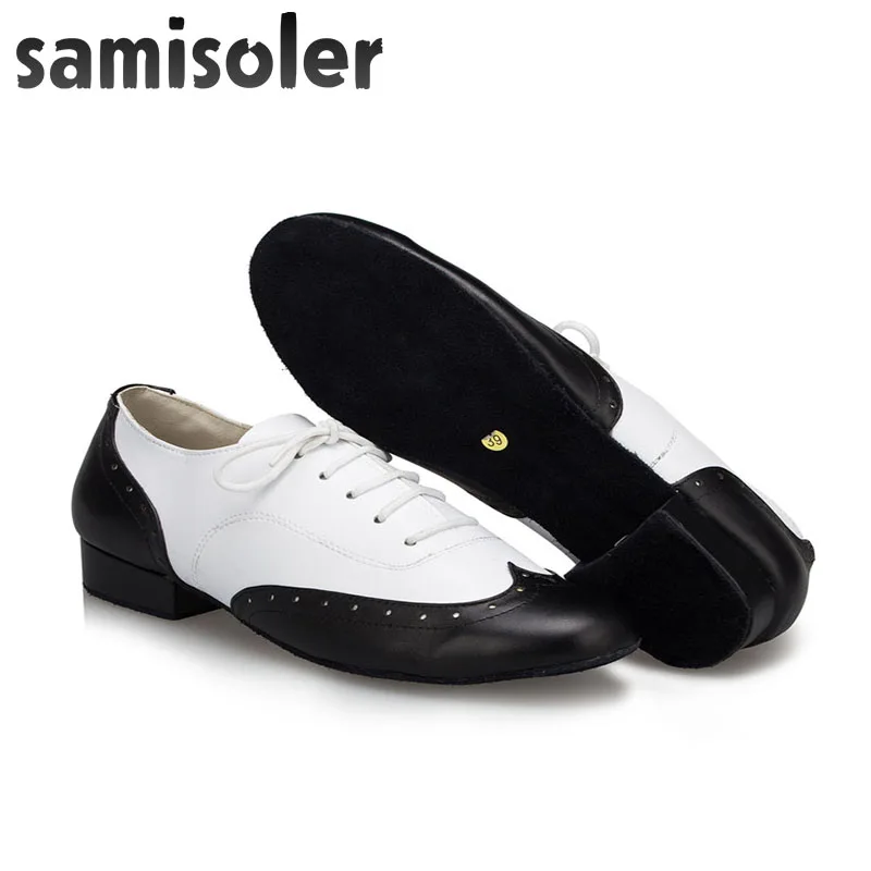 Мужские черные кожаные туфли Samisoler W для бальных танцев обувь современных на
