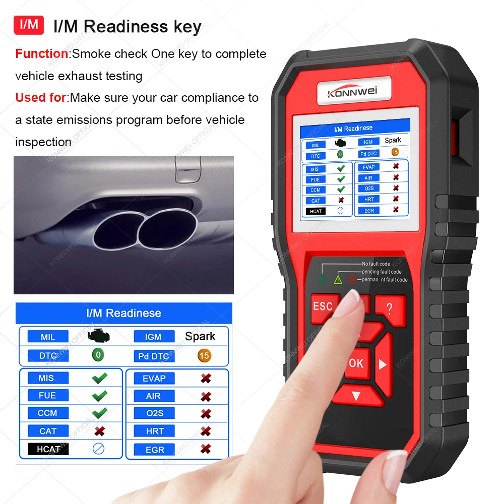 Автомобильный сканер KONNWEI OBD OBD2 считыватель кодов неисправностей с многоязычным