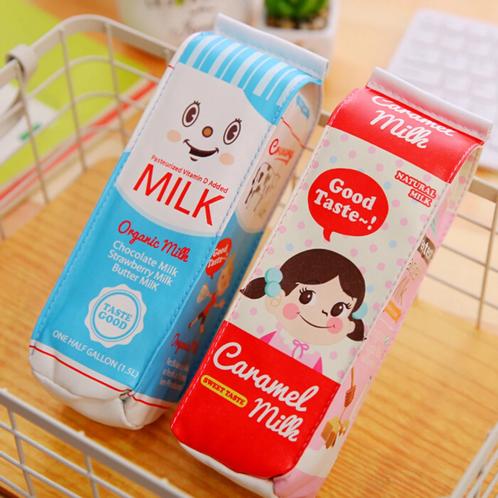 New Arrival Cosmetic Bag Simulation Milk Box PU Leather Makeup Pouch Stationery Storage Organizer Pencil Escolar Papelaria | Багаж и сумки