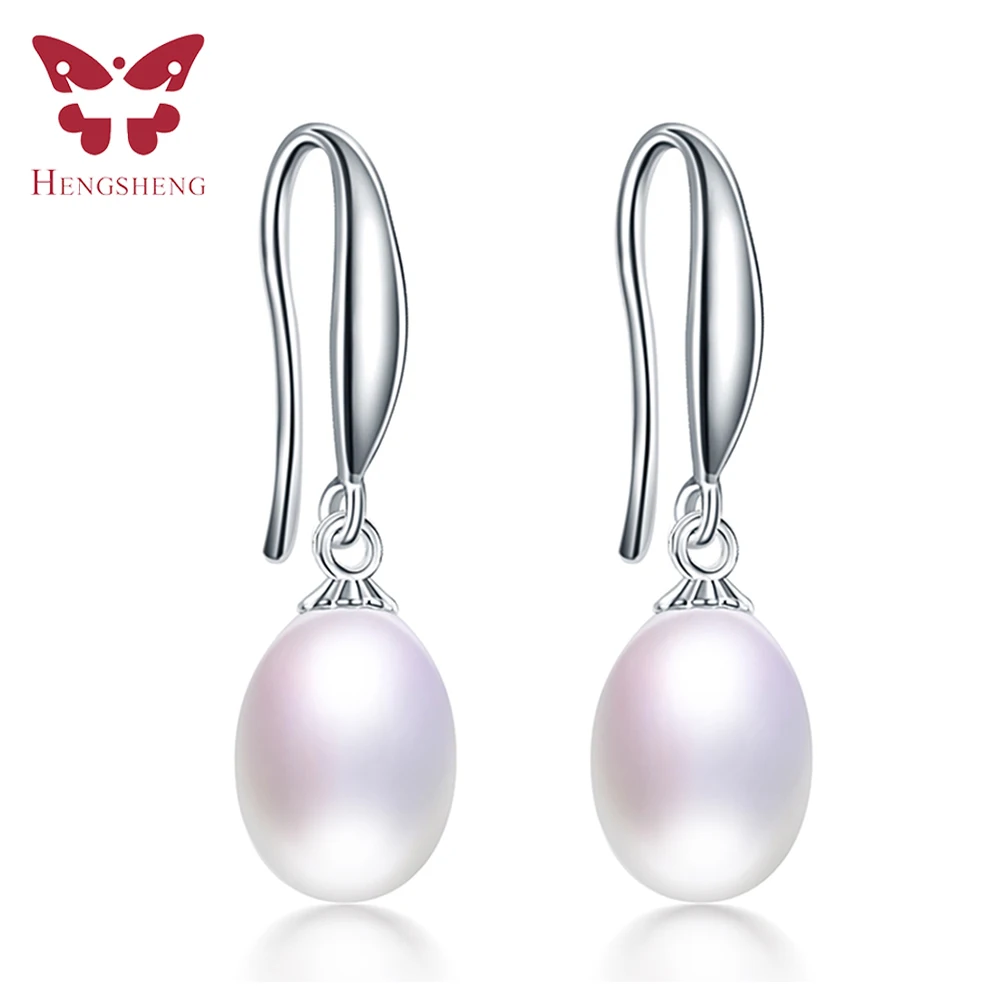 HENGSHENG Fine Jewelry 100% натуральная пресноводный жемчуг серьги Для женщин каплеобразные