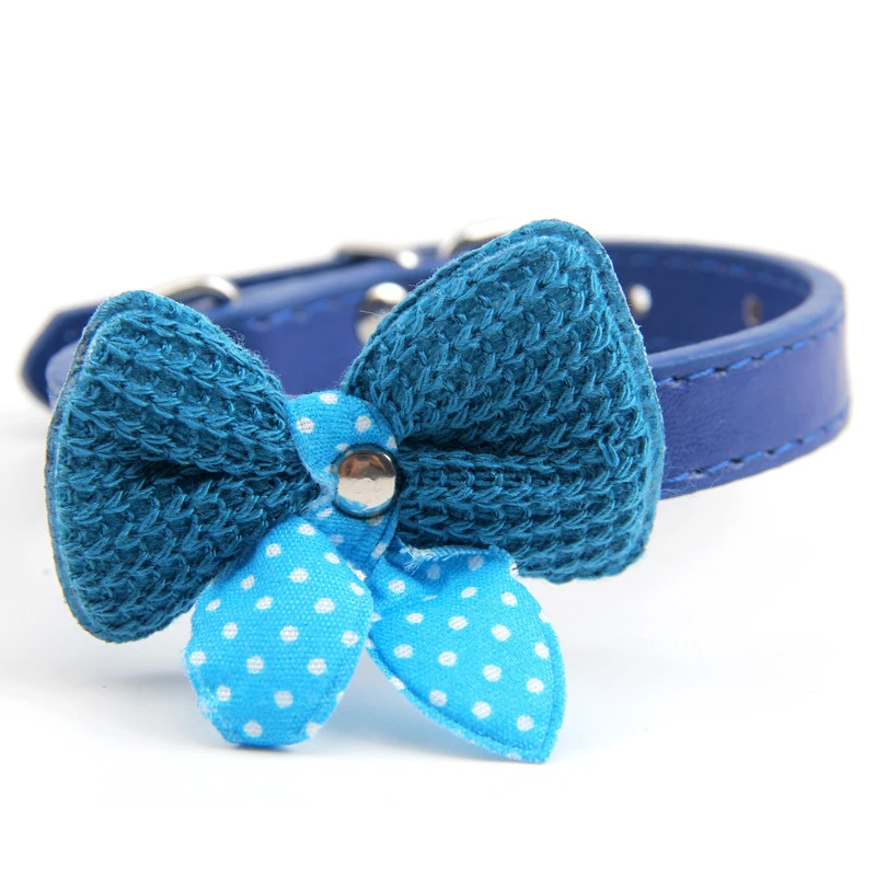 Ошейник для собак из искусственной кожи ошейник щенков с вязаным бантом ошейники