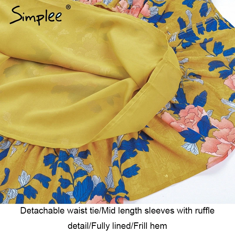 Женское мини платье Simplee с цветочным принтом летнее элегантное кроткое в стиле